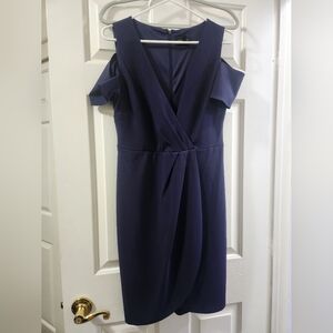 Jessica Simpson Blue Ruched Cut Out Midi Dress